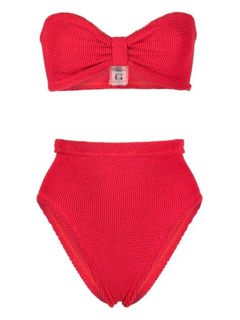Hunza G Ruby Crinkled Bikini In Red Lyst