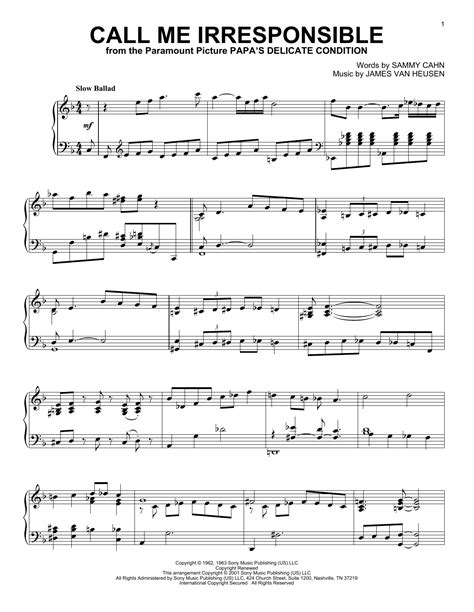 Call Me Irresponsible Arr Al Lerner By Frank Sinatra Sheet Music For