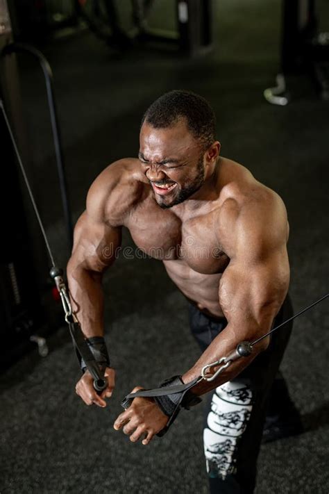 Powerful Muscular Man With Naked Torso Working Hard In Gym Shirtless Man With Perfect Body