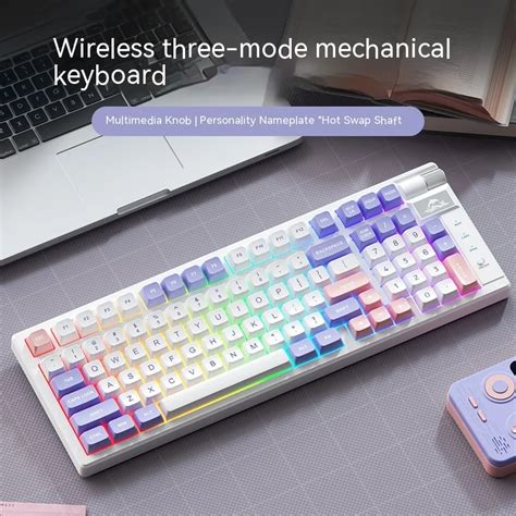 Teclado Mec Nico Sem Fio Bluetooth K Tecla Completa Hot Swappable Efeito De Ilumina O RGB