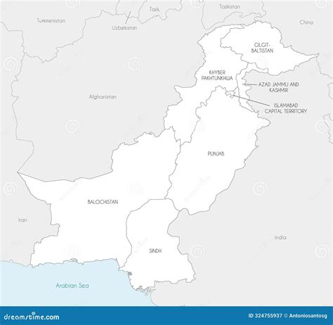 Vector Regional Map Of Pakistan With Provinces And Territories And