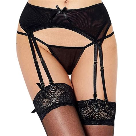 3 Color Crotchless Lace Thong With Removable Suspender Straps Sexy