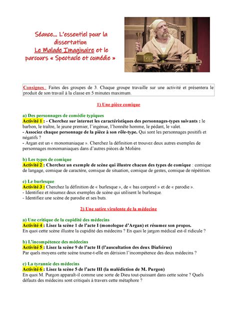 Dissertation Moliere S Ance Lessentiel Pour La Dissertation Le