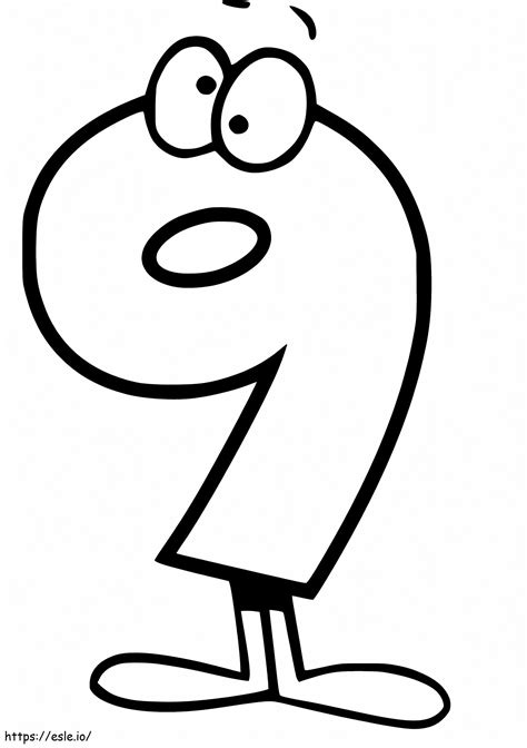 Funny Number 9 Coloring Page