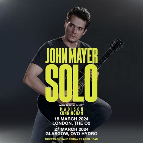 Billets John Mayer à Londres O2 Arena du 18 mars 2024 Infos et prix