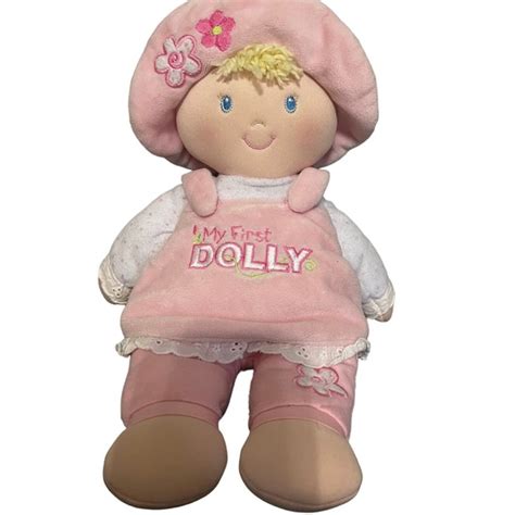 Gund Toys Gund My First Dolly Baby Plush W Pink Dress Blonde Hair Blue Eyes Poshmark