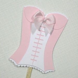 10 Pink White Corset Cupcake Toppers Food Picks Bridal Shower Favors Lingerie Shower