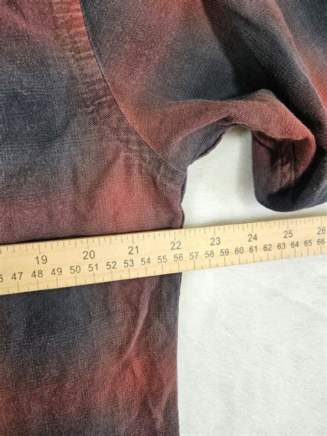 Naked Famous Shirt Mens Large Red Blue Plaid Flannel Japanese Fabric Button Up EBay