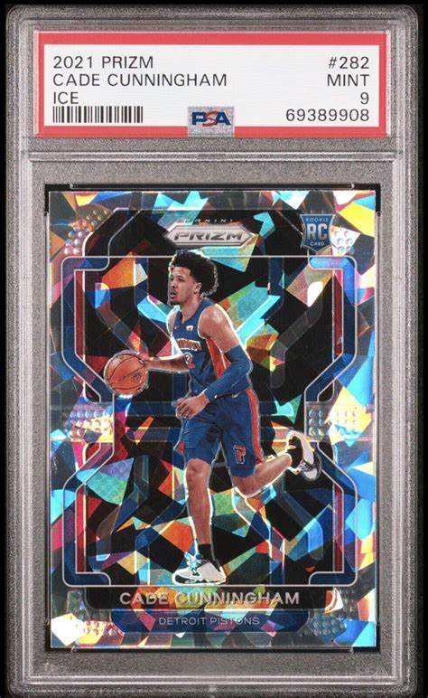 2021 22 Panini Prizm Cade Cunningham Cracked Ice RC Rookie 282 PSA 9