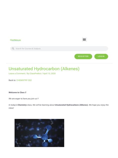 UnsaturatedHydrocarbon (Alkenes) - ClassNotes - NG 1688146693195 | PDF | Alkene | Ethylene