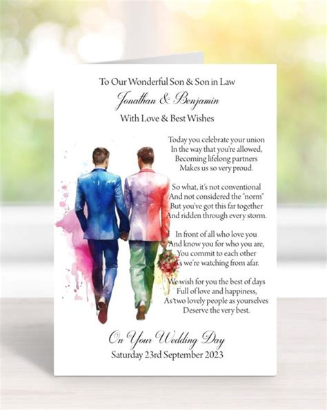 Handmade Personalised A5 Size SAME SEX GAY Wedding Congratulations Card