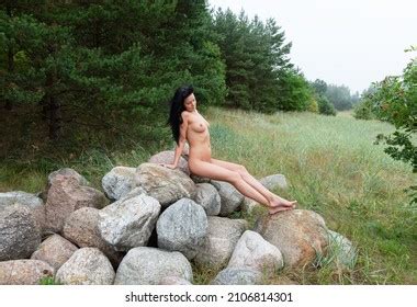 Naked Woman Posing Near Large Stones Stock Photo Shutterstock