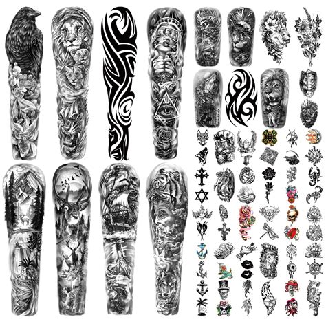 Buy 46 Sheets Large Full Arm Temporary Tattoo Waterproof for Men And ...