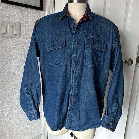 L L Bean Shirts Vintage Ll Bean Flannel Lined Denim Shirt Jacket Sz Xl Excellent Condition