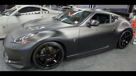 Modified Nissan 370z Z34 Matte Black Vinyl Wrap 20 Inch Wheel Full