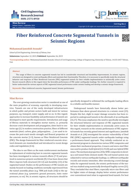 PDF Mini Review Fiber Reinforced Concrete Segmental Tunnels In