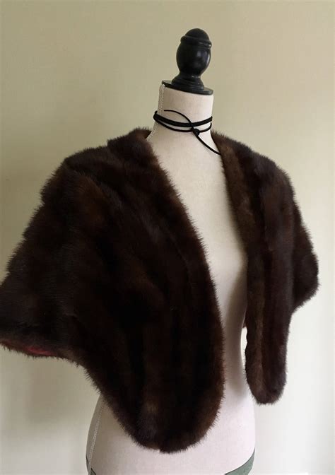 Mink Fur Capelet Shrug Stole Short Cropped Bolero Vintage 50s Style