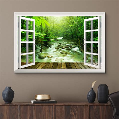 Idea4wall Window Scenery Window View Of Serene Jungle River Nature
