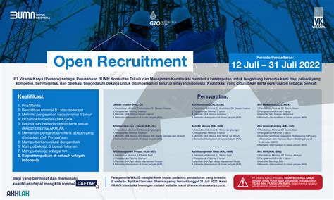 Lowongan Kerja BUMN PT Vrama Karya (Persero)