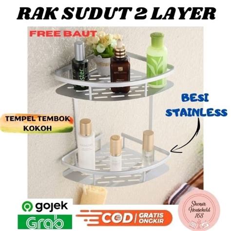 Jual BISA COD RAK SUDUT 2 LAYER TEMPAT SABUN KAMAR MANDI TEMPAT