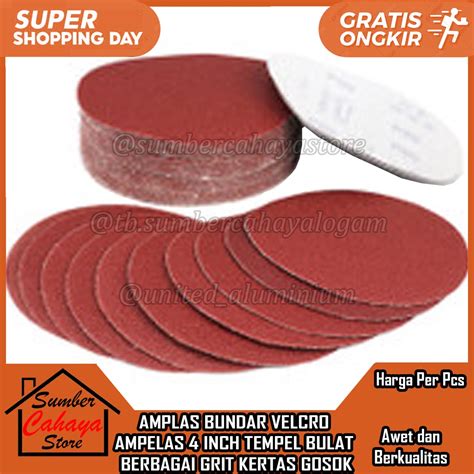 Jual Amplas Velcro Ampelas Bulat Gerinda Kertas Gosok 4 Inch BUNDAR