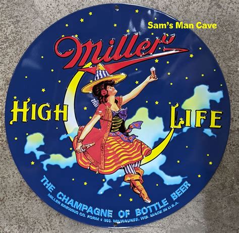 Miller High Life Girl in the Moon Tin Tacker