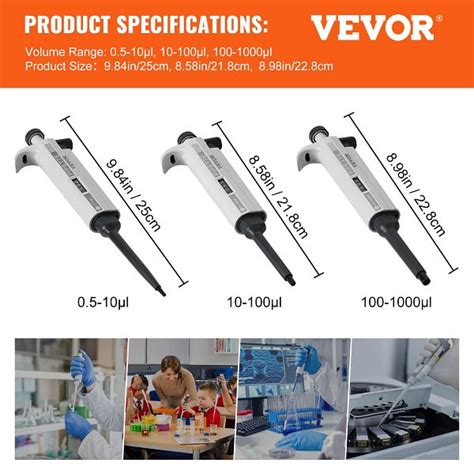 VEVOR Labor Einkanal Pipette Labormikropipette 0510 μl 10100 μl 100