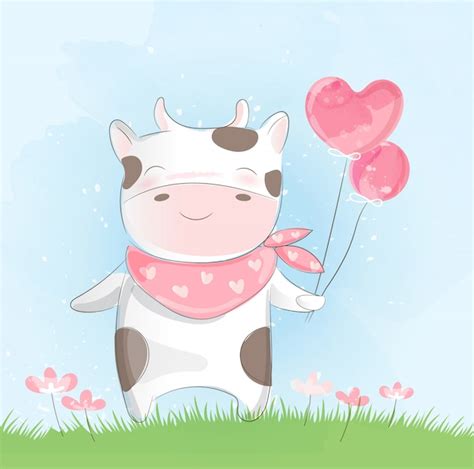 Cute baby cow watercolor style | Premium Vector