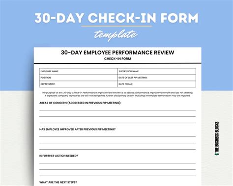 30 Day Employee Performance Review Check In Form Template The