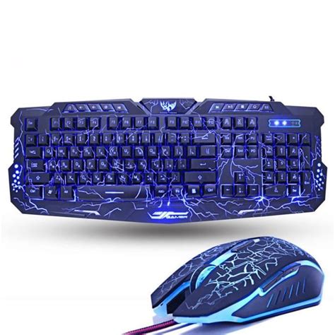 Combos Clavier et Souris de Jeu RéTro éClairé USB Filaire éTanche Bleu