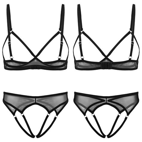 Us Women S Lace Lingerie Set Push Up Cupless Bra Top With Thong Briefs Underwear Ebay