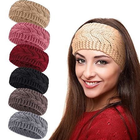 Stirnband Winter Damen 6 Stück Elastisches Gestrickt Haarbänder Bow