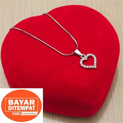 Jual Kalung Titanium Anti Karat Bandul Love Bolong Terbaru Pria Wanita