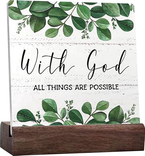 Ceramic Sign 4x4 Inch Bible Verse With God All Things Are Possible