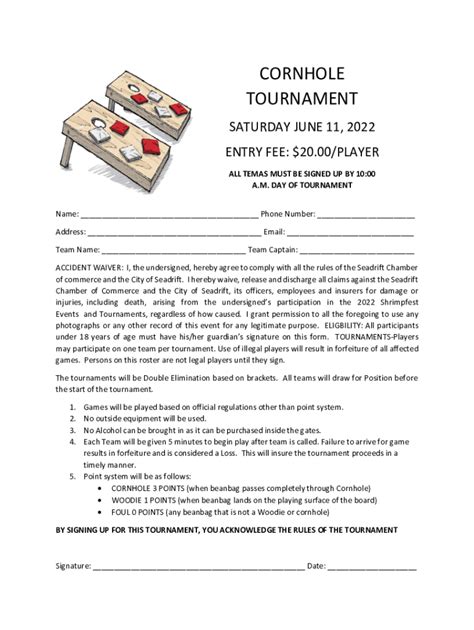 Fillable Online Gcyr St Annual Cornhole Tournament Fax Email Print