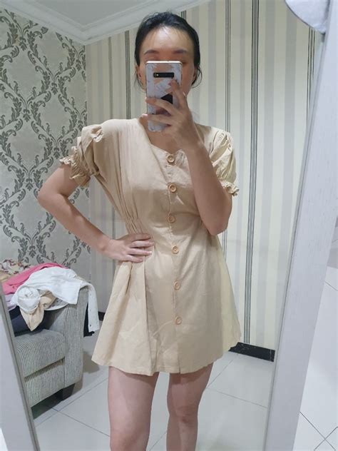 Korean Nude Dress Fesyen Wanita Pakaian Wanita Gaun Rok Di Carousell