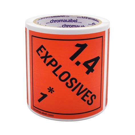 4 X 4 Permanent Durable Square D O T Hazard Labels Hazard Class 1 4