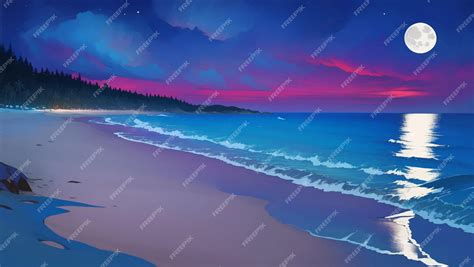 Premium Vector | Beautiful tropical beach scenery hand drawn painting ...