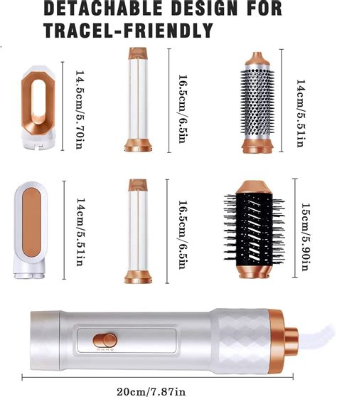 6 In 1 Hot Air Brush 2023 Ionic Hair Styling Tool Set White Gold