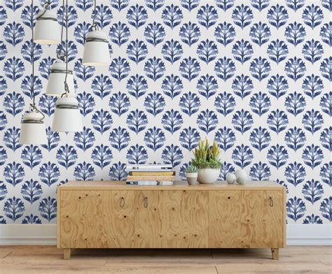 Peel and Stick Wallpaper Blue Navy Ikat Wallpaper/ Removable - Etsy