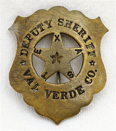 Wonderful 1900s 1910s Val Verde County Texas Deputy Sheriff Circle Cut