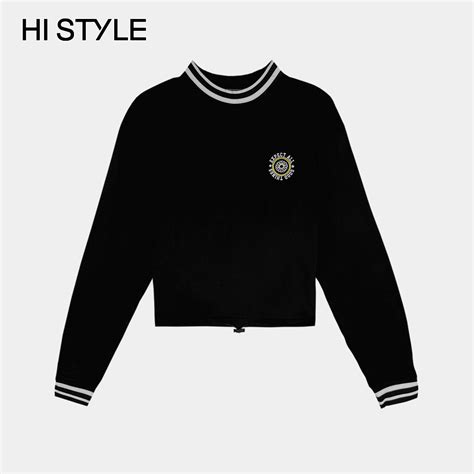 Hi Style Women Long Sleeve Sweatshirt Black Ycm3f5279 Baju