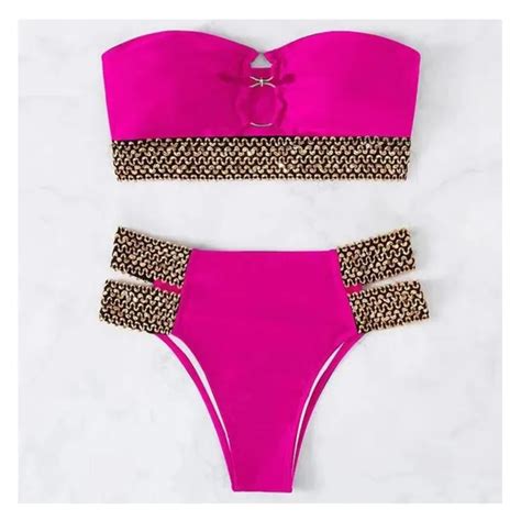 Bikini Rosa Para Mujer Traje De Ba O Sexy Para Playa Conjunto De Bikini Brasile O