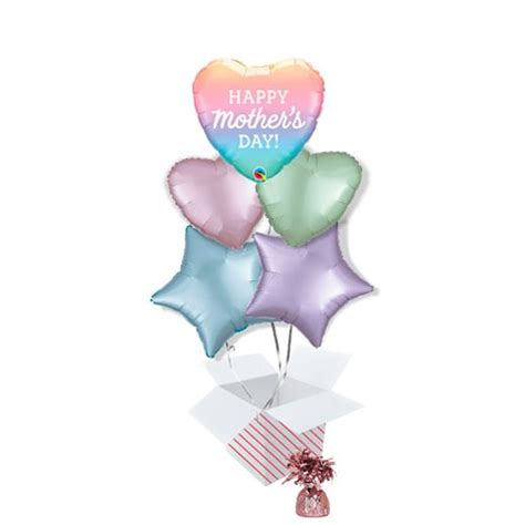 Mothers Day Pastel Ombre Balloon Bouquet 5 Inflated Balloons In A