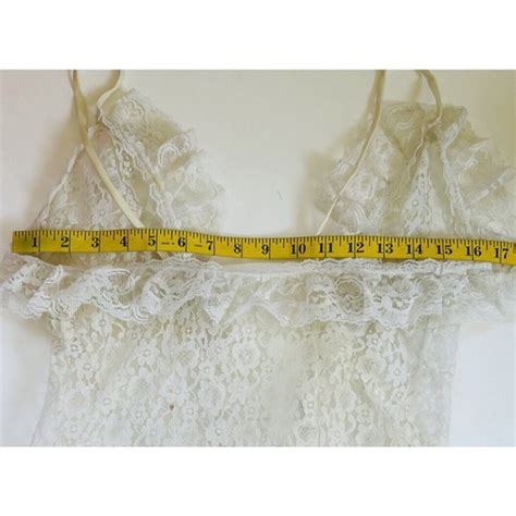 Vintage Intimates Sleepwear Vintage White Lace Frilly Ruffled Snap Crotch Teddy Lingerie