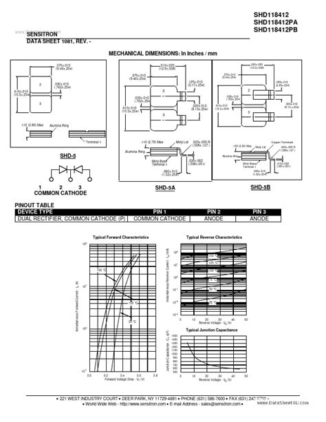 Shd Pb Datasheet Hermetic Schottky Rectifier