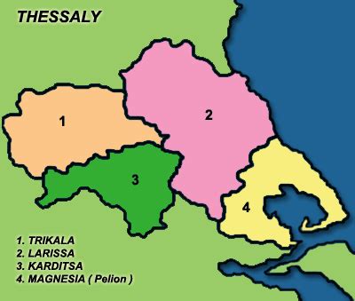 Thessaly Map Province Area | Map of Greece Regional Political Province