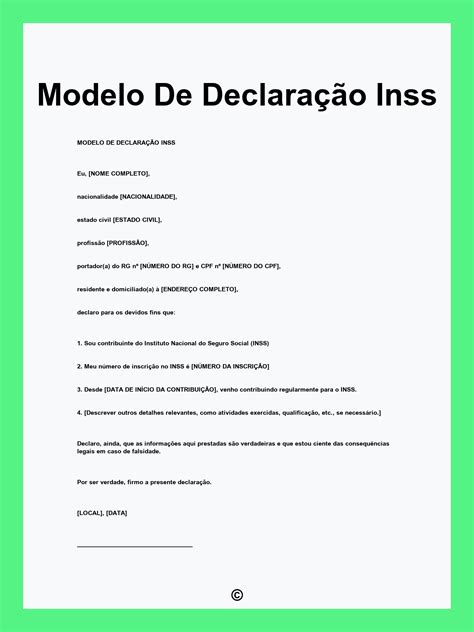 Declaração De Trabalho Para Funcionário Não Registrado