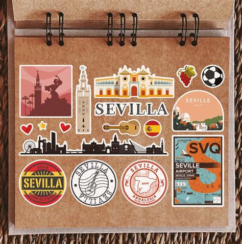 A Sticker Sheet Seville Landmarks Vinyl Stickers Spain City Etsy Uk