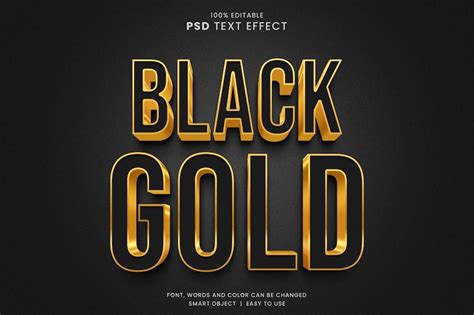 Premium Psd Photoshop 3d Text Effects Black Gold